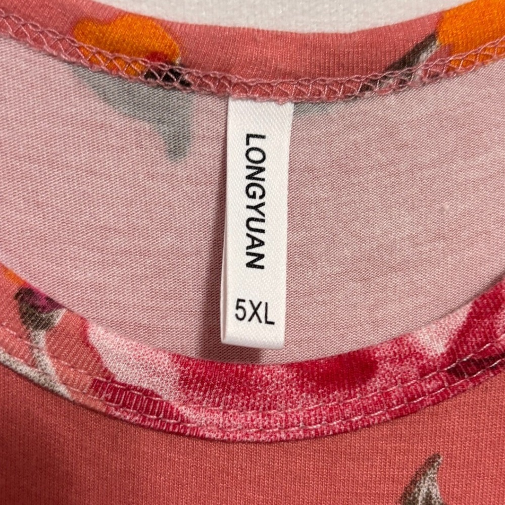 Floral Maxi Dress Women 5XL Pink Empire Waist Pocket Stretch Boho Summer Casual - Picture 4 of 9